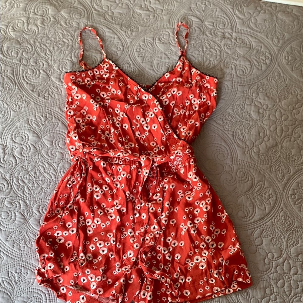 Ann Taylor LOFT Red Floral Romper, XSP